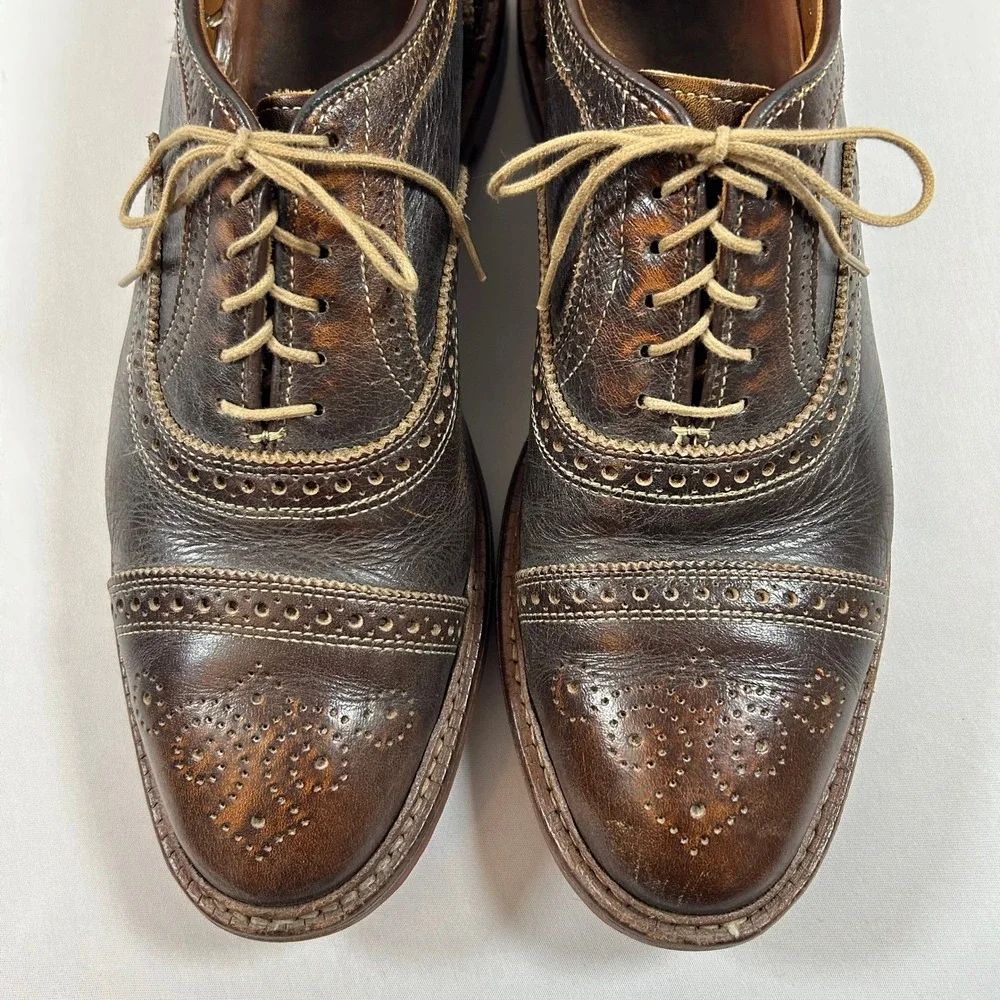 Allen Edmonds Shoes Mens 11.5D Brown Saddle Leather Strandmok Cap-Toe Oxford - Picture 2 of 11